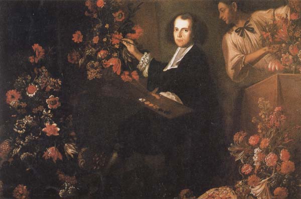 Self-Portrait with a Servant and Flowers